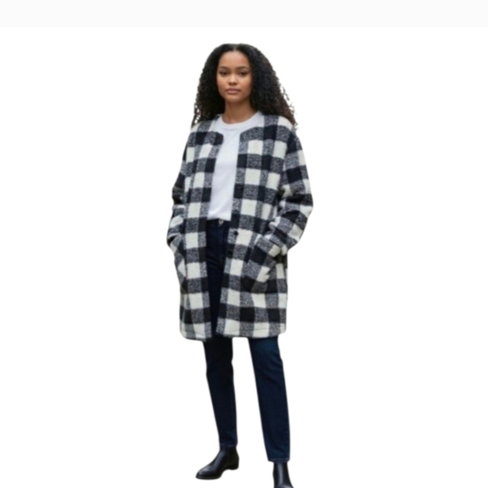 Tribal Jeans Buffalo Plaid Black And White Coat